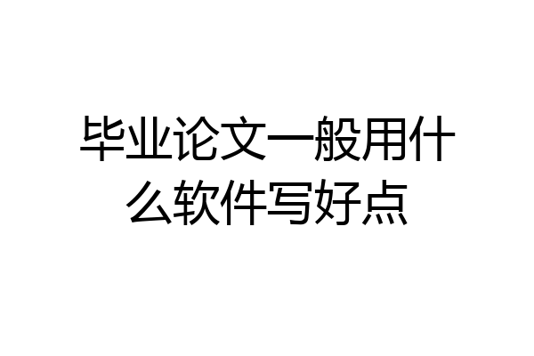毕业论文一般用什么软件写好点