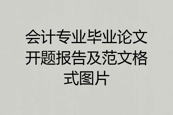 会计专业毕业论文开题报告及范文格式图片