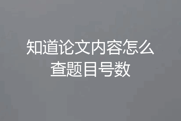 知道论文内容怎么查题目号数