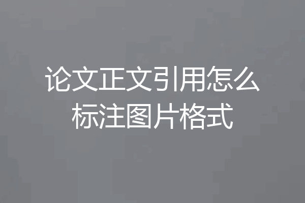 论文正文引用怎么标注图片格式