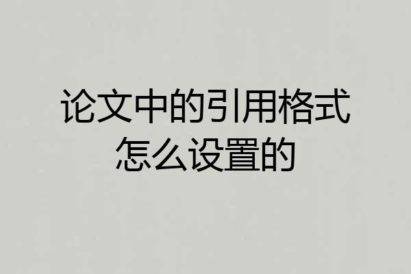 论文中的引用格式怎么设置的