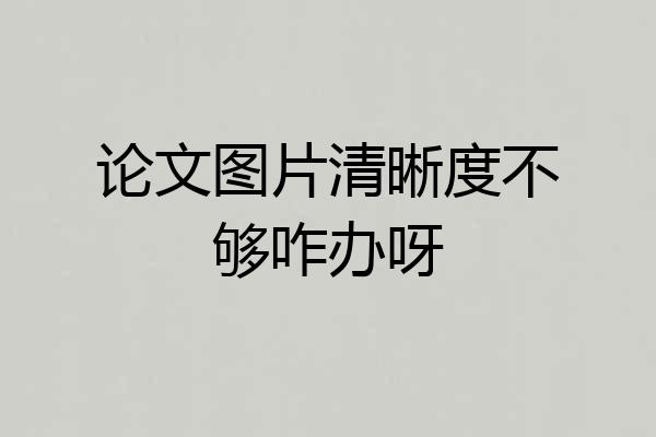 论文图片清晰度不够咋办呀