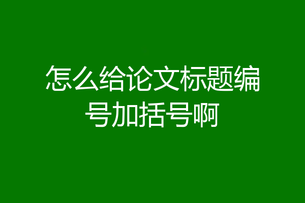 怎么给论文标题编号加括号啊