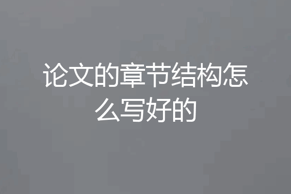 论文的章节结构怎么写好的