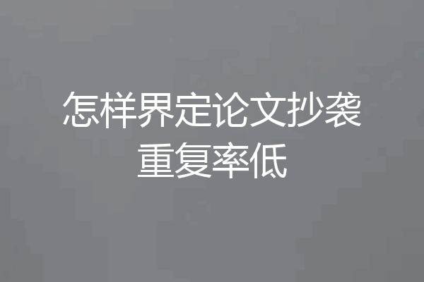怎样界定论文抄袭重复率低
