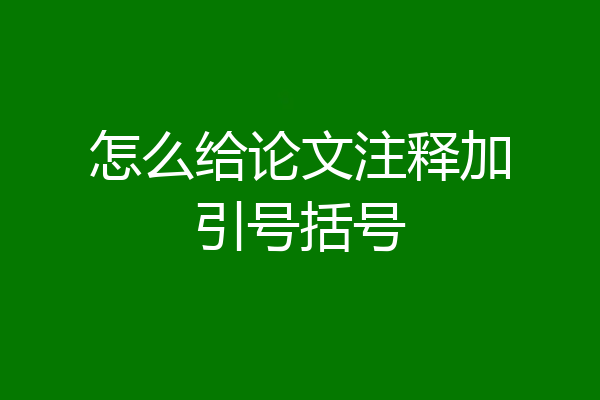 怎么给论文注释加引号括号