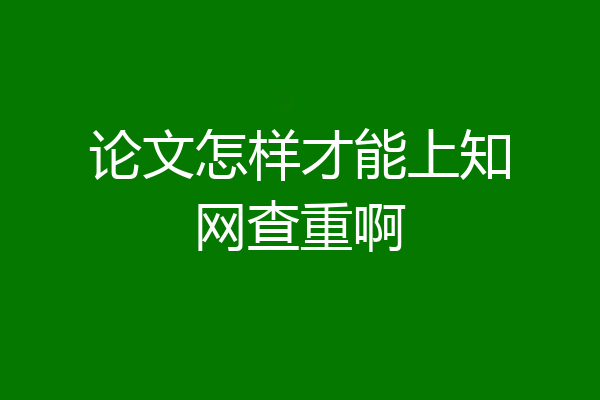 论文怎样才能上知网查重啊