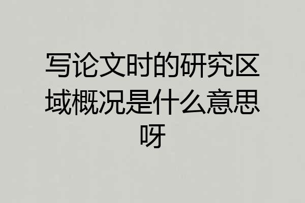 写论文时的研究区域概况是什么意思呀