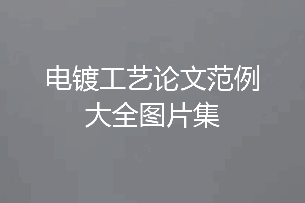 电镀工艺论文范例大全图片集