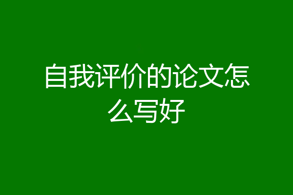 自我评价的论文怎么写好