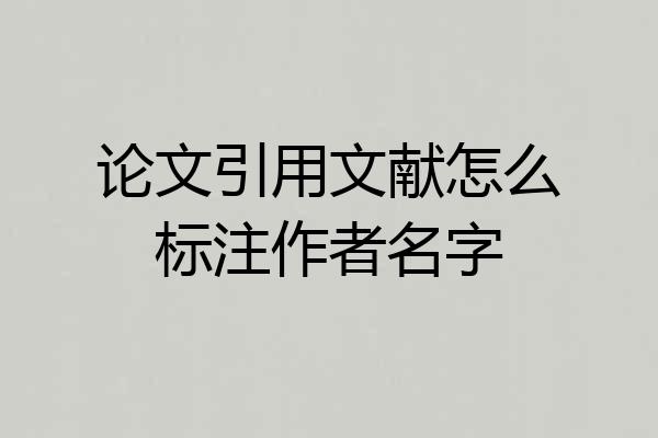 论文引用文献怎么标注作者名字