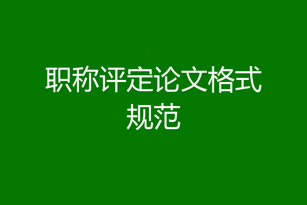 职称评定论文格式规范