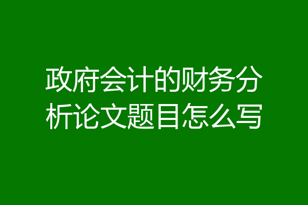 政府会计的财务分析论文题目怎么写