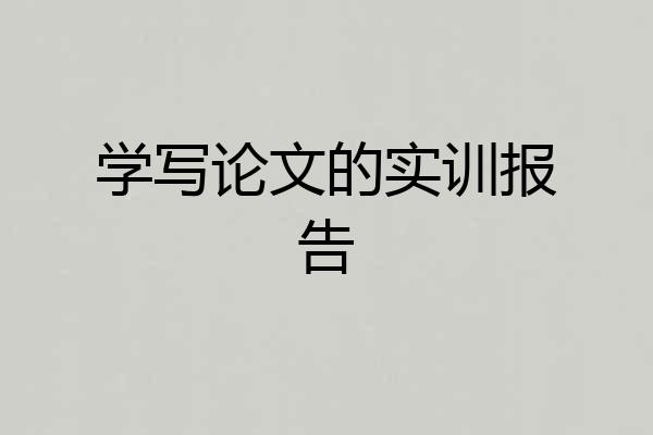 学写论文的实训报告