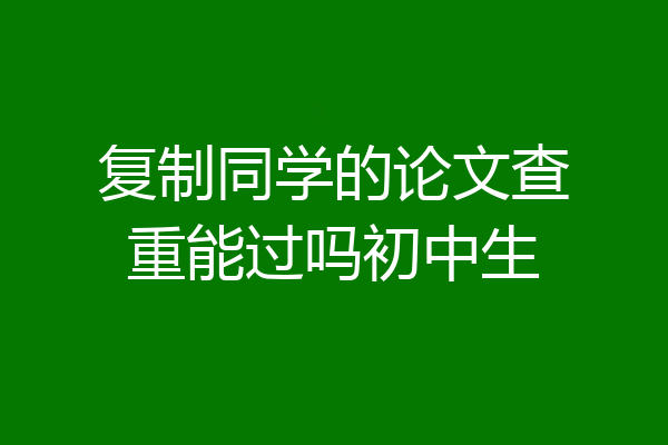 复制同学的论文查重能过吗初中生