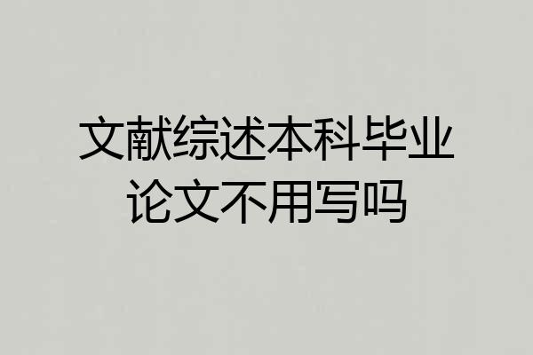 文献综述本科毕业论文不用写吗