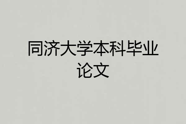 同济大学本科毕业论文