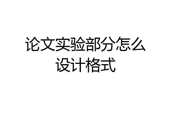 论文实验部分怎么设计格式