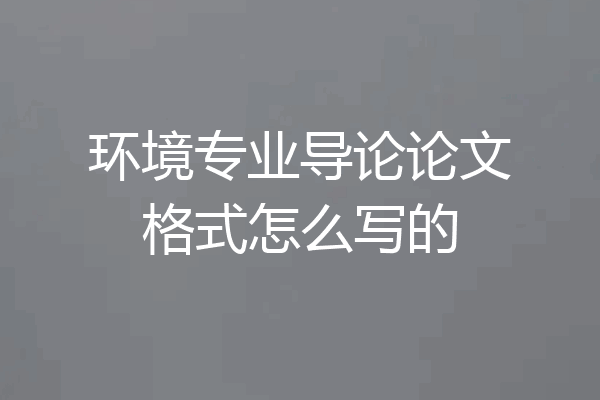 环境专业导论论文格式怎么写的