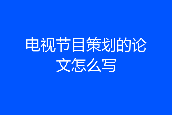电视节目策划的论文怎么写