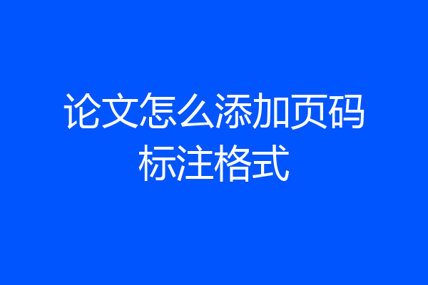 论文怎么添加页码标注格式
