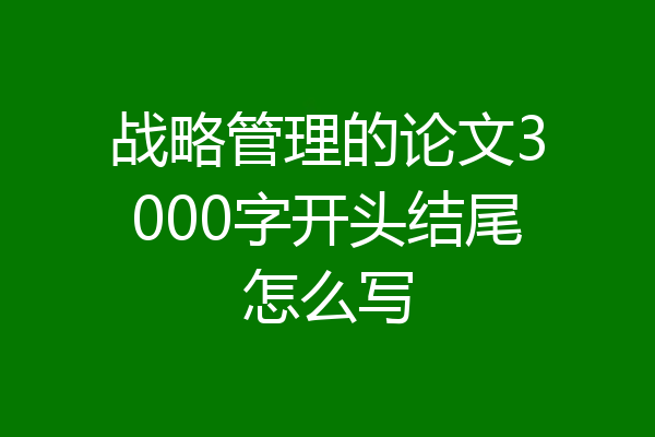 战略管理的论文3000字开头结尾怎么写