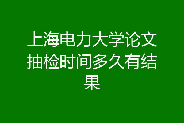 上海电力大学论文抽检时间多久有结果