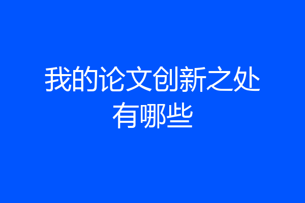 我的论文创新之处有哪些