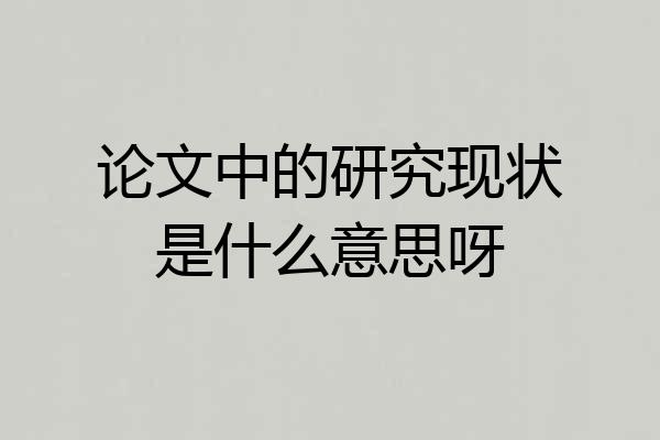 论文中的研究现状是什么意思呀