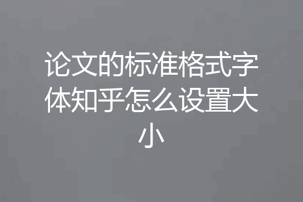 论文的标准格式字体知乎怎么设置大小