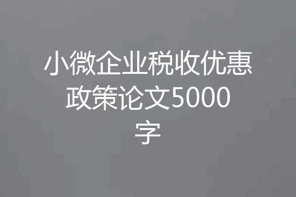 小微企业税收优惠政策论文5000字