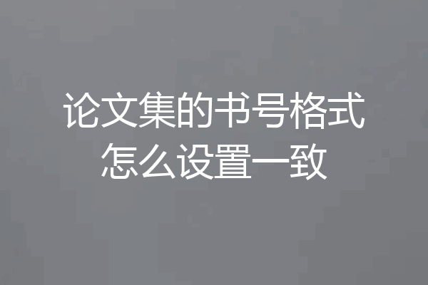 论文集的书号格式怎么设置一致