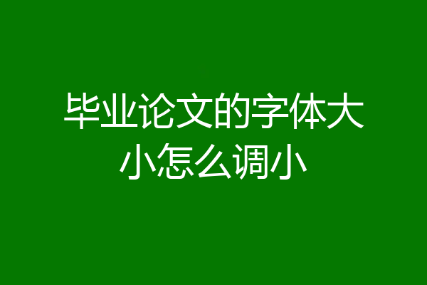 毕业论文的字体大小怎么调小