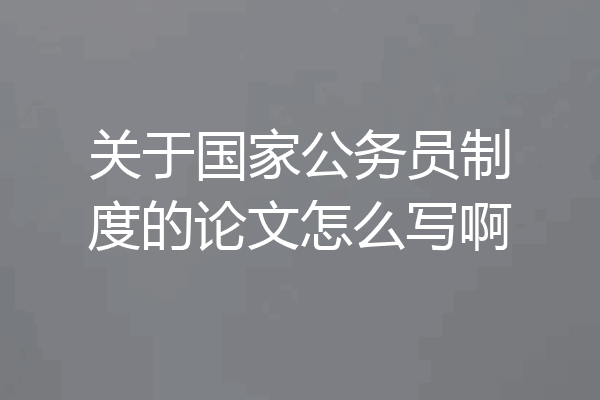 关于国家公务员制度的论文怎么写啊