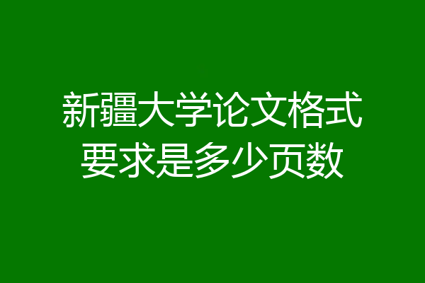 新疆大学论文格式要求是多少页数