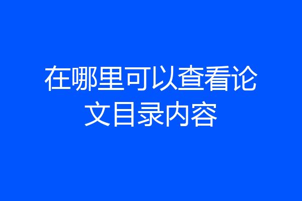 在哪里可以查看论文目录内容