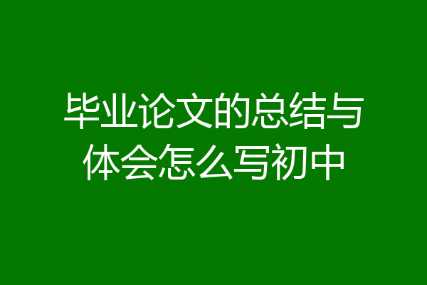 毕业论文的总结与体会怎么写初中