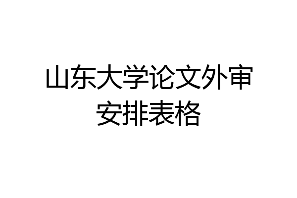 山东大学论文外审安排表格