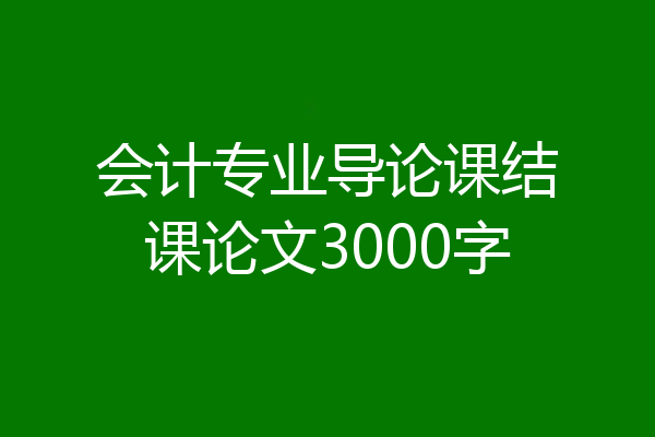 会计专业导论课结课论文3000字