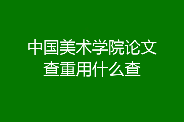 中国美术学院论文查重用什么查