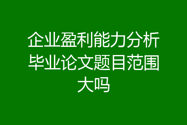 企业盈利能力分析毕业论文题目范围大吗