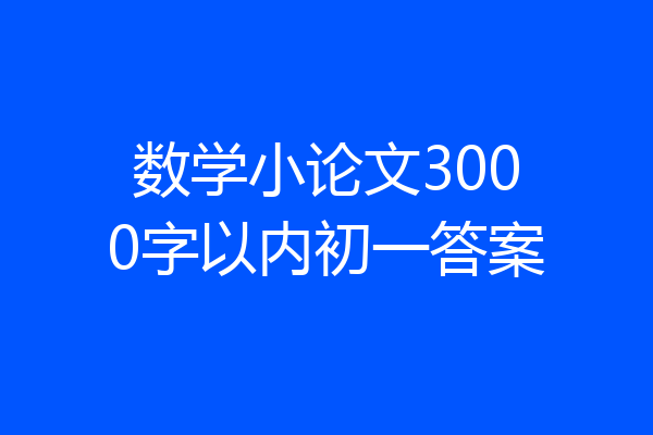 数学小论文3000字以内初一答案