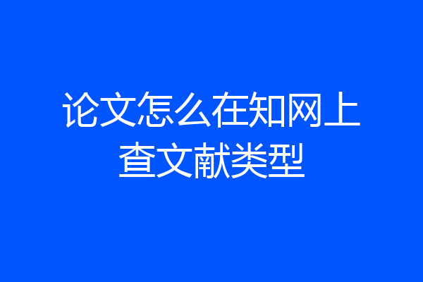 论文怎么在知网上查文献类型