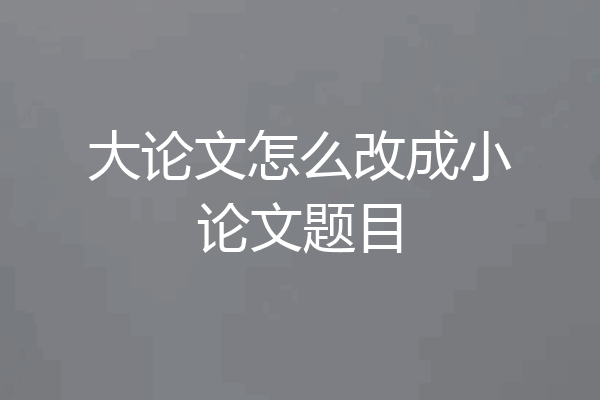 大论文怎么改成小论文题目
