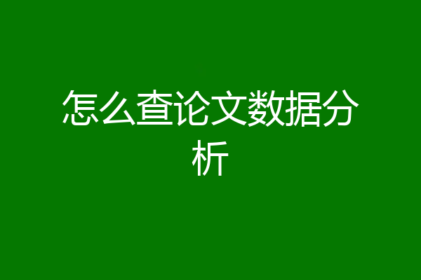 怎么查论文数据分析