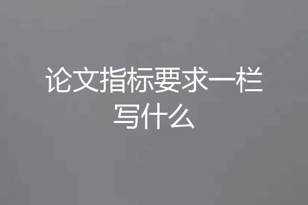 论文指标要求一栏写什么