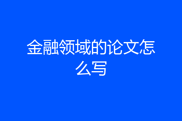 金融领域的论文怎么写