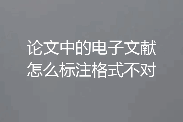 论文中的电子文献怎么标注格式不对