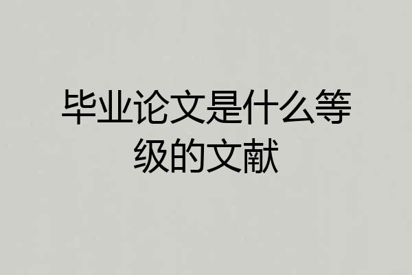 毕业论文是什么等级的文献