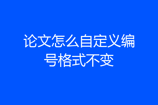 论文怎么自定义编号格式不变